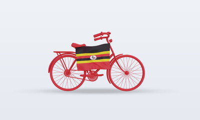 Fototapeta na wymiar 3d bycycle day Uganda flag rendering front view