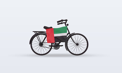 Fototapeta premium 3d bycycle day United Arab Emirates flag rendering front view