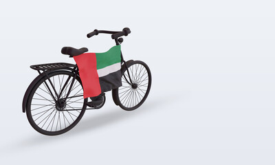 Fototapeta premium 3d bycycle day United Arab Emirates flag rendering left view