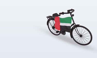 Fototapeta na wymiar 3d bycycle day United Arab Emirates flag rendering right view