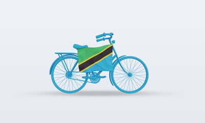 3d bycycle day Tanzania flag rendering front view