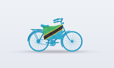 Fototapeta premium 3d bycycle day Tanzania flag rendering front view