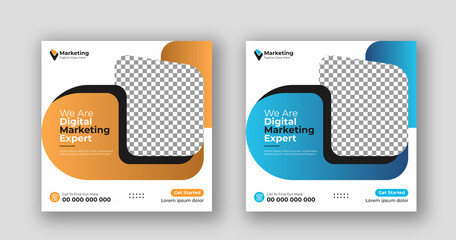 Business social media post square flyer Digital marketing banner template