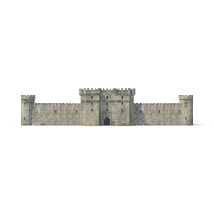 Medieval castle. Gatehouse. Castle Wall with Portcullis. 3d illustration.
