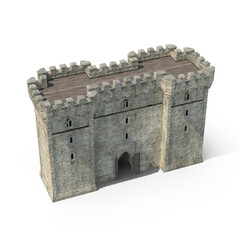 Medieval castle. Gatehouse. Castle Wall with Portcullis. 3d illustration.
