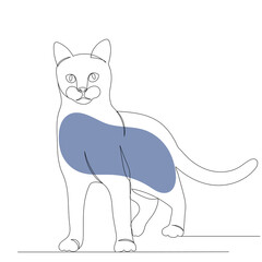 cat drawing by one continuous line, sketch, vector