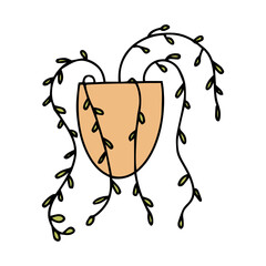 Flower in a pot Outline house flower for gardening desing production Vector illustration hand drawn