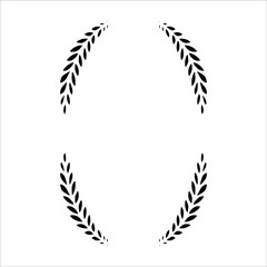 Hand drawn floral frame isolated on white background, vector. Oval frames of leaves. Doodle style.