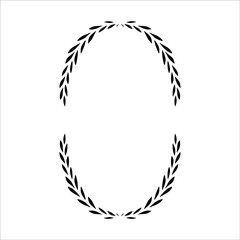 Hand drawn floral frame isolated on white background, vector. Oval frames of leaves. Doodle style.
