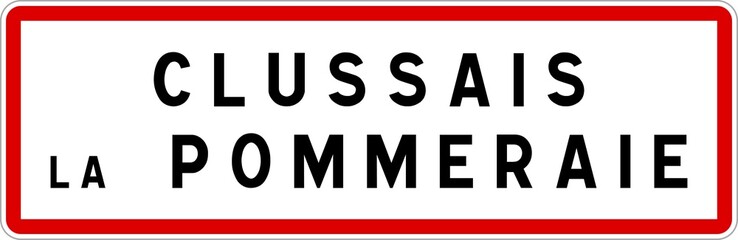 Panneau entrée ville agglomération Clussais-la-Pommeraie / Town entrance sign Clussais-la-Pommeraie