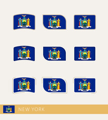 Vector flags of New York, collection of New York flags.