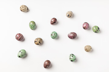 Multicolored quail eggs pattern Easter