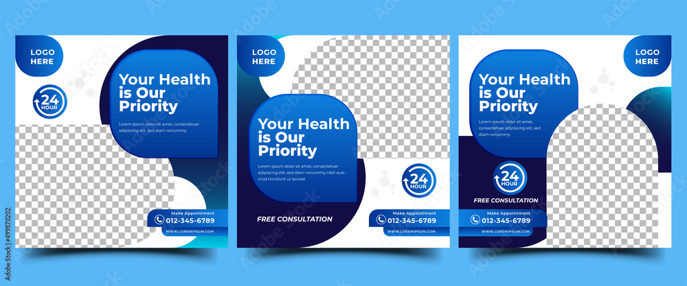 Wall mural medical promotion social media post template design. usable for social media post, banner, and web