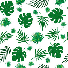 seamless pattern of tropical leaves