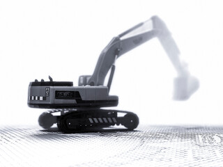Fototapeta premium Crawler Excavator at Infinite Fog