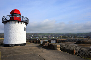 View of Burry Port lighthouse and harbour