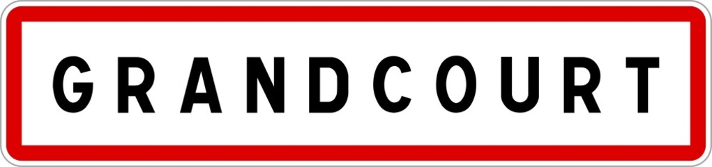 Panneau entrée ville agglomération Grandcourt / Town entrance sign Grandcourt