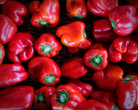 Red Bell Peppers at a Farmers Market