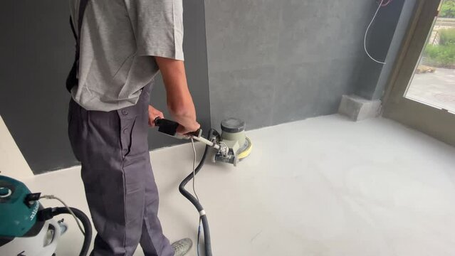 Floor grinding for decorative microcement finishing