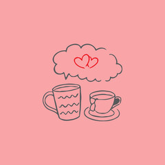 Illustration - cup of coffee with heart