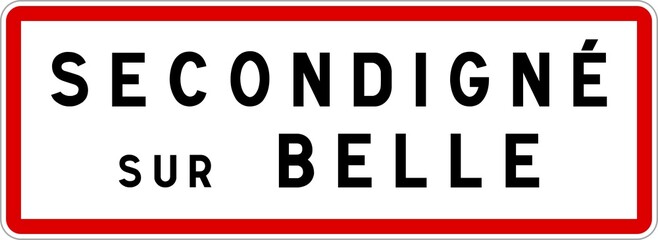 Panneau entrée ville agglomération Secondigné-sur-Belle / Town entrance sign Secondigné-sur-Belle