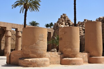 Ancient architecture. The remaining of the Kiosk of Taharqa at the Karnak Temple Complex in Luxor,...