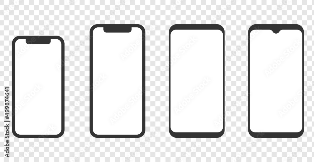 Poster smartphone mockup concept and device different models front view flat vector illustration.