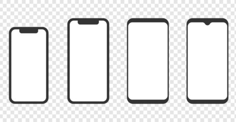 Smartphone mockup concept and device different models front view flat vector illustration.
