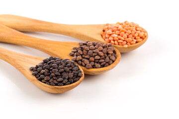 lentils in spoon isolated