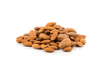 Almonds on a white background
