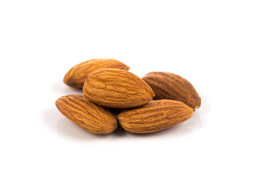 Almonds on a white background