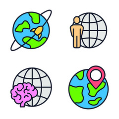 globe set icon symbol template for graphic and web design collection logo vector illustration