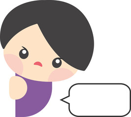 Cute boy hiding behind the wall with blank speech bubble. Kid talking with blank speech bubble. Blank speech bubble for your text. Isolated speech dialog. Vector, Illustration, EPS10