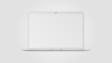 White Mockup. Realistic Laptop with Blank Screen. Front View. Vector illustration