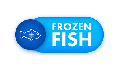 Frozen fish. Frosted organic seafood, food. Vector stock illustration.