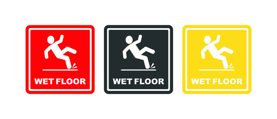 wet floor sign on white background	