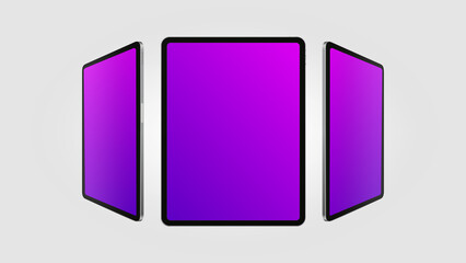 Colorful Tablet from Different Angles. Editable Mockup. Vector illustration