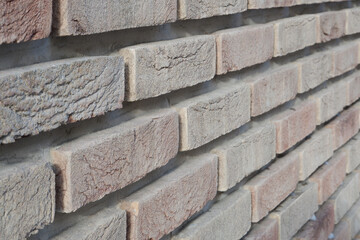 Brown brick wall perspective design, concept background Brick wall. Clinker clay brickwork.