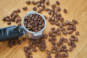 horn with coffee beans