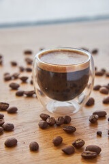 Espresso in a transparent cup