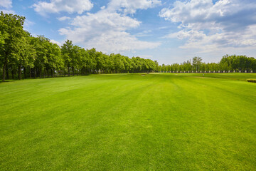 View of Golf Course with beautiful green field. - 499878858