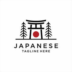 Torii or Japanese Traditional Gate Logo Vector Illustration Design. Modern Creative Torii Illustration Logo Concept.