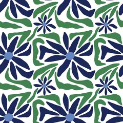 Fototapeta premium Floral seamless surface pattern. Illustration with little flowers. Print with flowers and leaves for textiles, printing, clothing, packaging, decor and wallpaper.