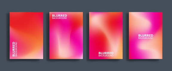 Blurred backgrounds set with modern abstract blurred color gradient patterns. Templates collection for brochures, posters, banners, flyers and cards. Vector illustration. - obrazy, fototapety, plakaty