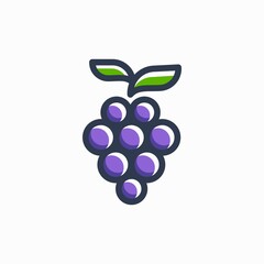 Grapes fruit icon vector illustration. Simple modern grape logo line sign. Premium quality graphic design pictogram. Outline symbol icon for web design, website mobile app on white background