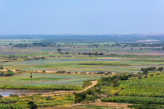 Piura, Peru: Aerial view of the Chira river valley near the town of Amotape