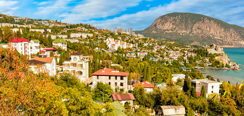 Fototapeta premium Panorama of the resort town of Gurzuf