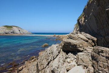 Cliffs next to a turquoise blue sea