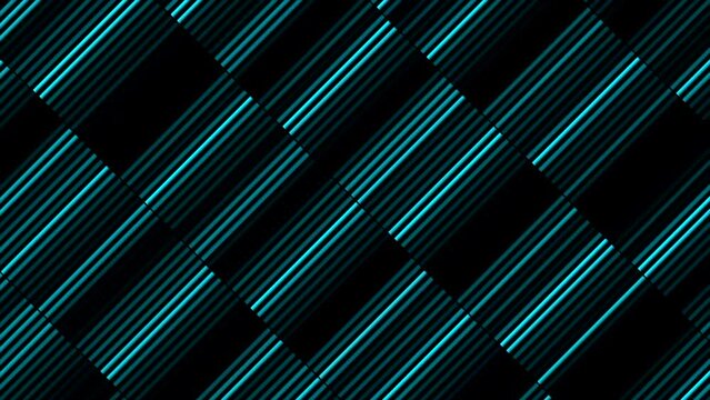 Moving neon lines in stripes. Motion. Diagonal stripes with moving neon lines in retro style. Animation with neon lines and stripes in retro style