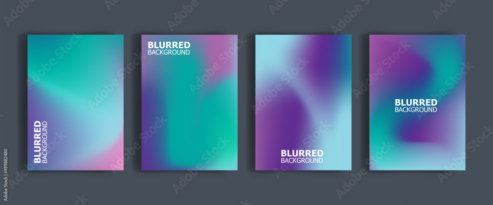 Aufkleber blurred backgrounds set with modern abstract blurred color gradient patterns. smooth templates colle